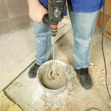 Mixing Mortar with Drill and Attachment